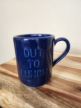 Kate Spade Lenox Out to Lunch Dark Blue Novelty Ceramic Stacking Coffee Mug